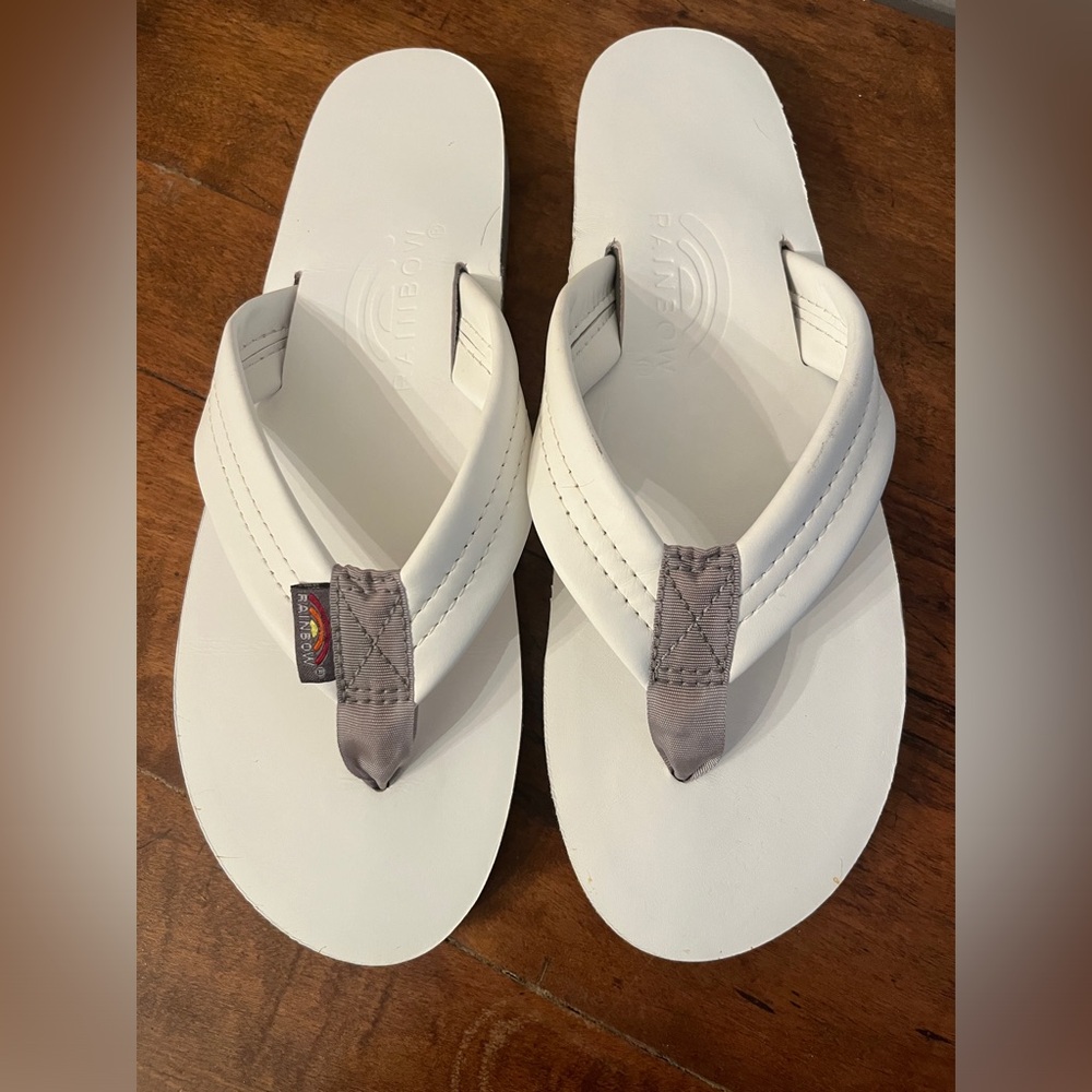NWOT 7.5-8.5/Large Rainbow Leather Sandals Flip Flops Ladies